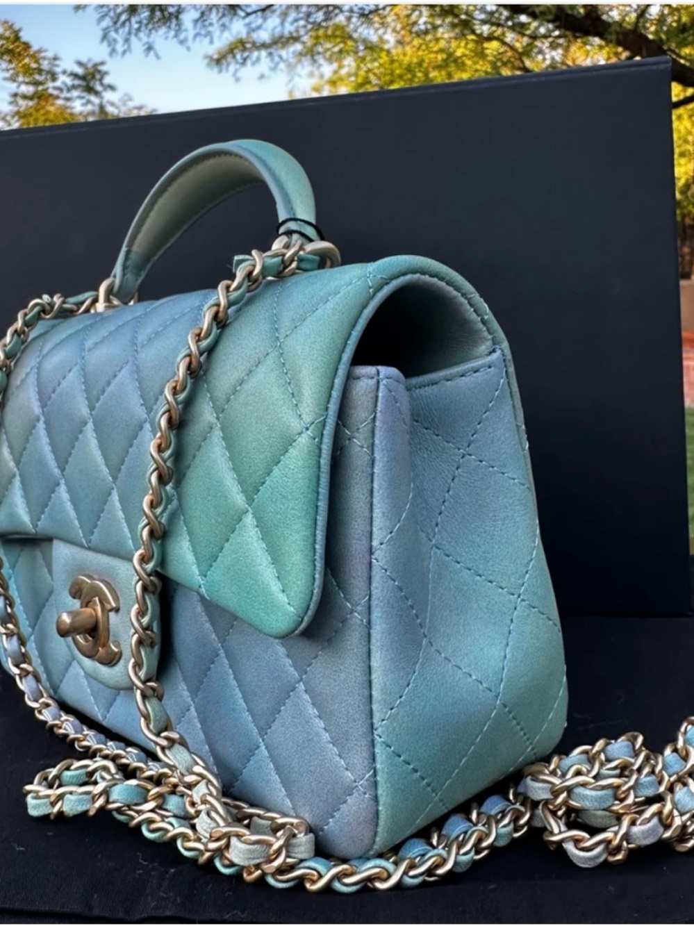Luxury Quilted Chain-Handle Women’s Bag in Teal Green